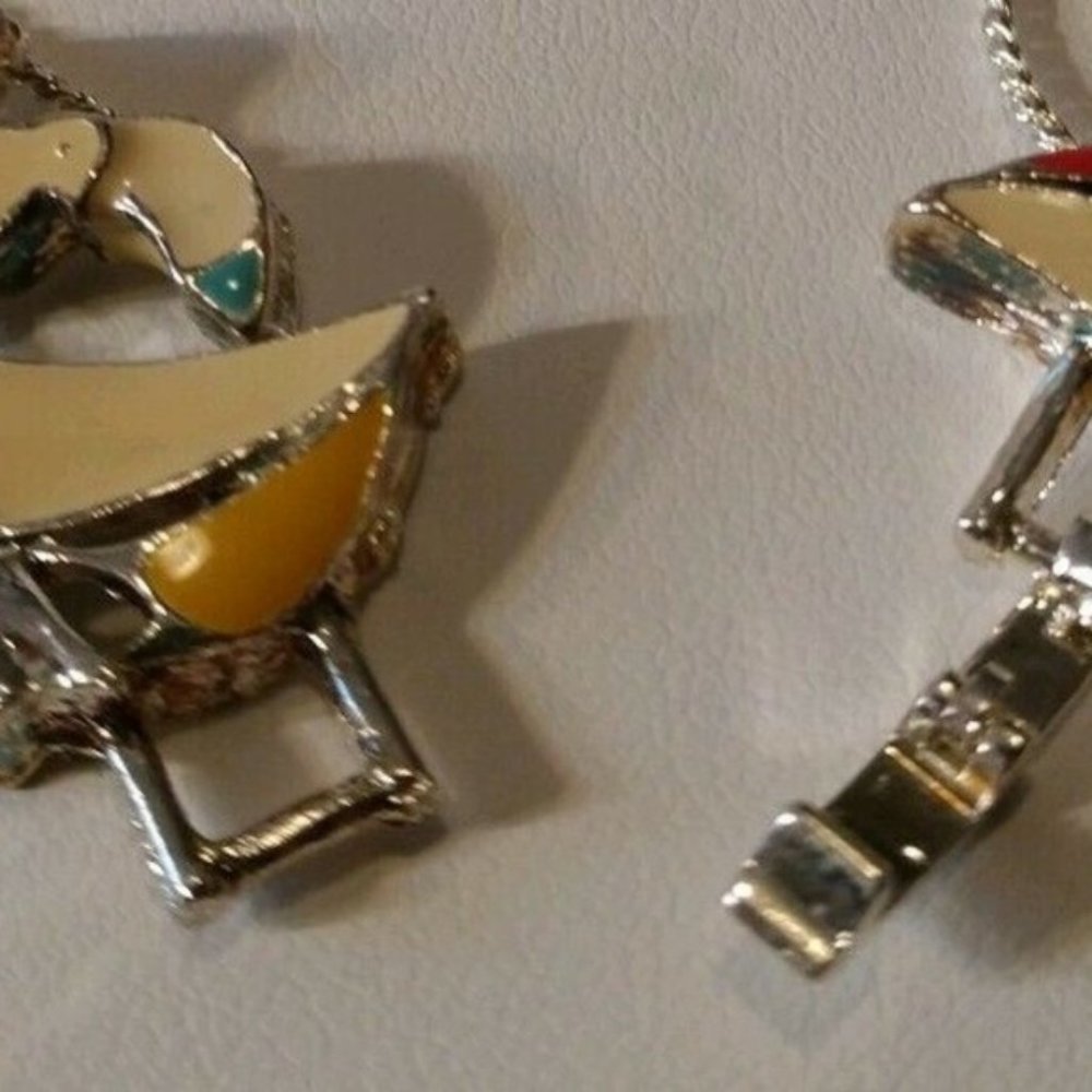 New Vintage Sailboats Slide Bracelet with Sliding Charms Silver Fold Over Clasp - Picture 7 of 10